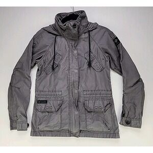 Columbia Women's Lightweight Utility Jacket Gray Size XS‎ Collared Camo Inside